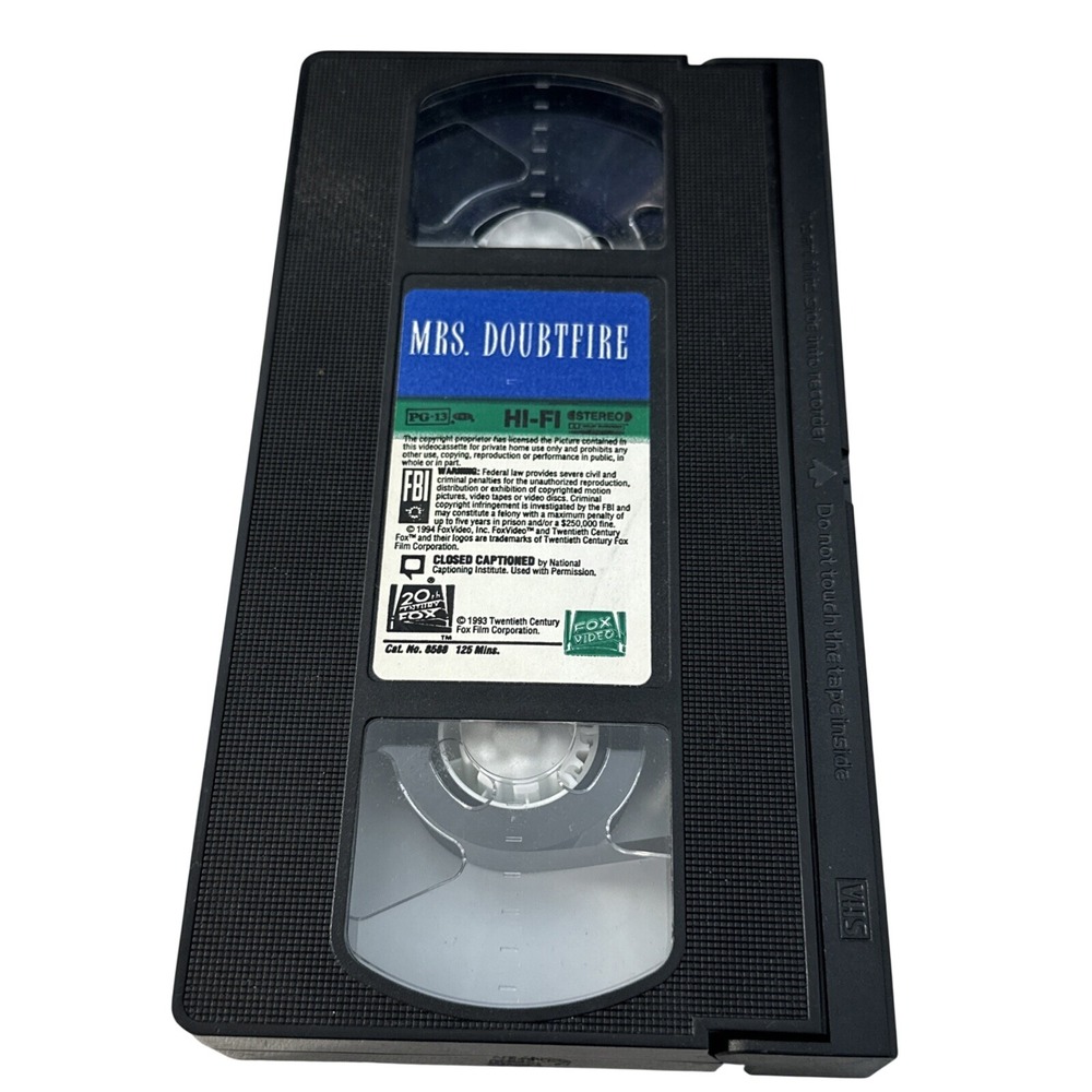 Mrs. Doubtfire VHS Tape 1993 Robin Williams Fox Video 8588 Comedy Movie PG-13